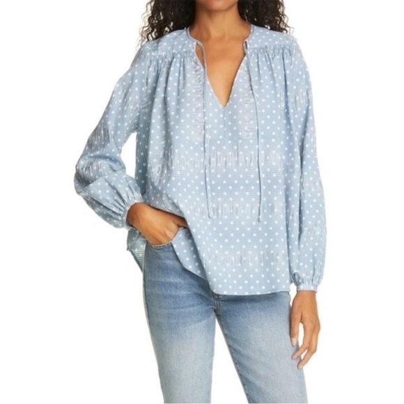 Rachel Comey Clean Willow Polka Dot Top in Light Blue - Picture 1 of 16